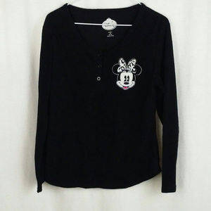 Disney girls pajama top M 8 10 Minnie Mouse Black